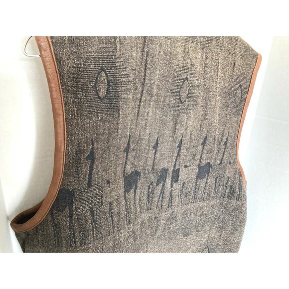 Sumac Design Vest Men’s Medium 100% Wool With Leather Trim Alpaca Designs - Picture 7 of 10